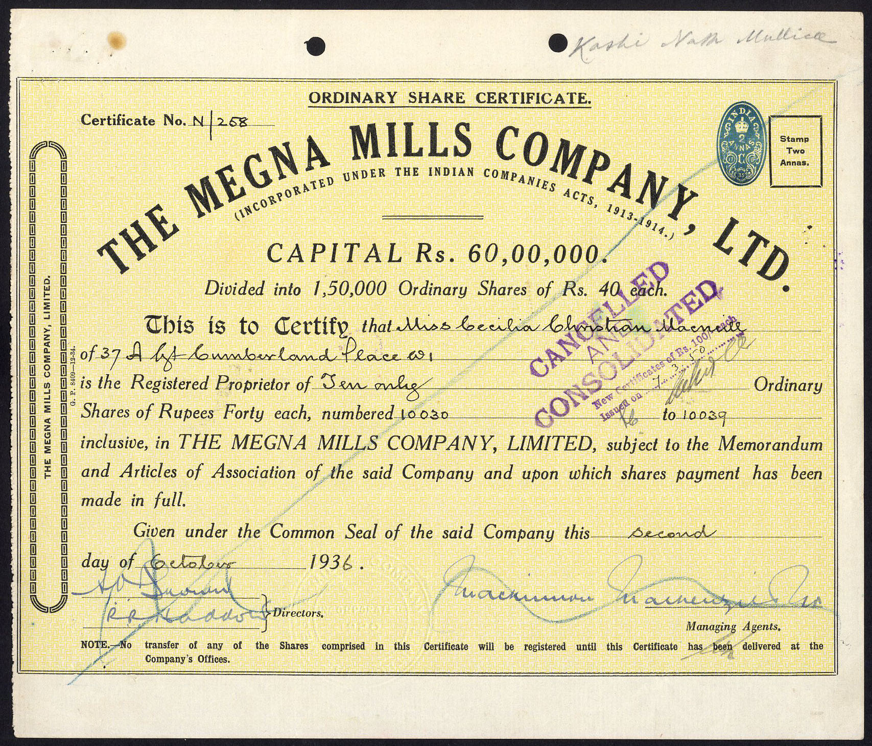 owners:Vary 19- Megna Mills Company Limited India share 